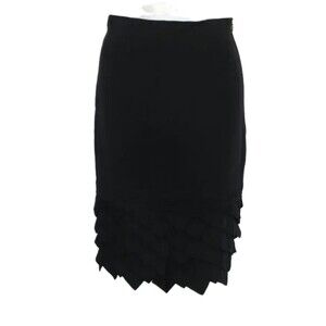 CATHERINE MALANDRINO Silk Skirt, 4, layered hem, Black, Side Zip